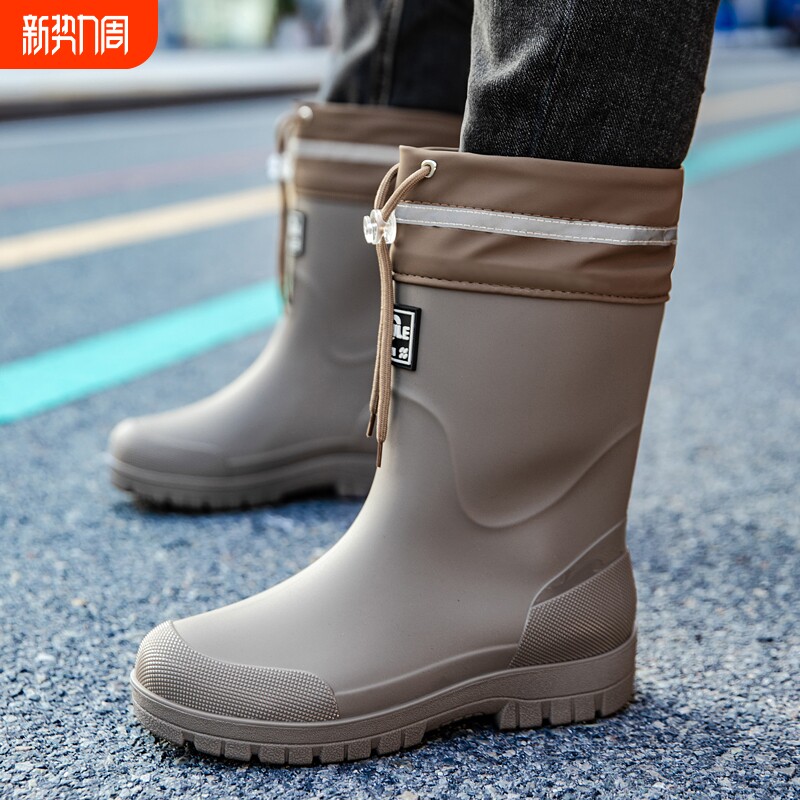 喆星雨鞋男款新款中筒雨靴防滑厨房胶鞋钓鱼水鞋防水耐磨加绒安全