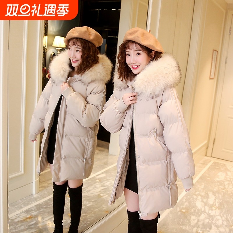 户外羽绒服女中长款2025年冬装新款韩版宽松面包服加厚大袄小个外