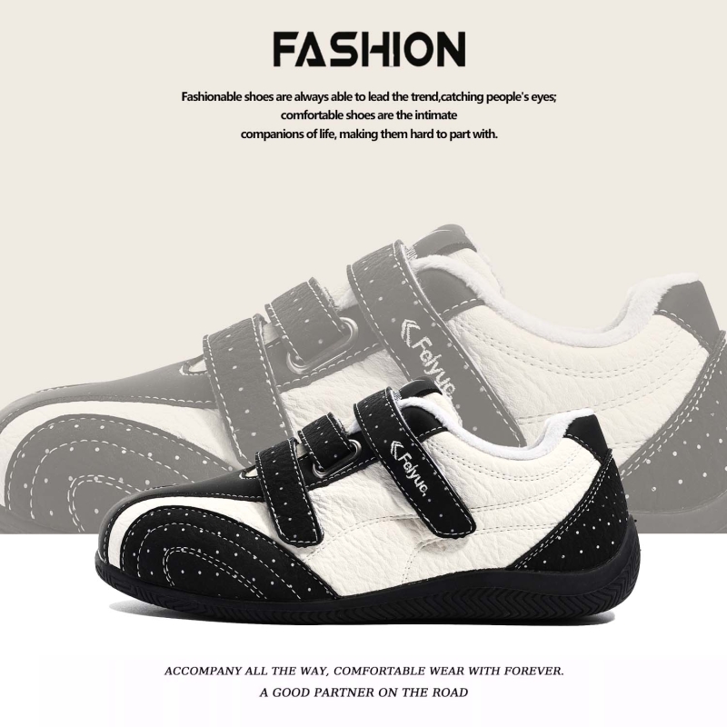 小众复古红色德训鞋女2025新款超火真皮魔术贴百搭平底休闲鞋