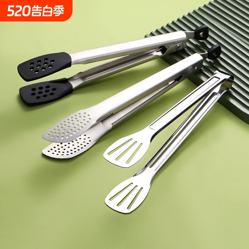 304等不锈钢食品夹牛排夹菜烤肉面包蛋糕食物夹烧烤夹子厨房防烫