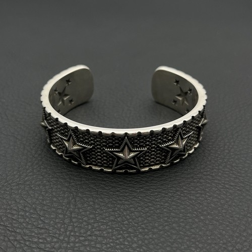 ODEKcody sanderson开口五角星手镯男女情侣款复古齿痕宽版霸气