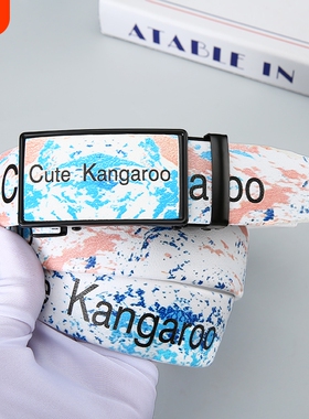 Cute Kangaroo新款全卡槽自动腰带男女同款高级牛仔裤皮带字母