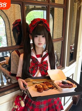 BL苏格兰红格复刻日系漫画感萌妹短袖百褶裙JK制服水手服套装