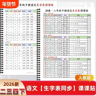 2026新人教版一二三四年级下册语文生字表课课帖必备生字组词读音部首结构笔画课文同步加厚纸质笔顺