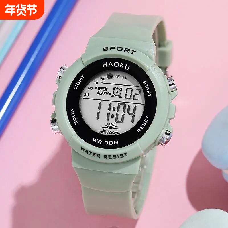 电子手表男高初中学生男女孩防水夜光运动多功能闹钟礼物计时显示