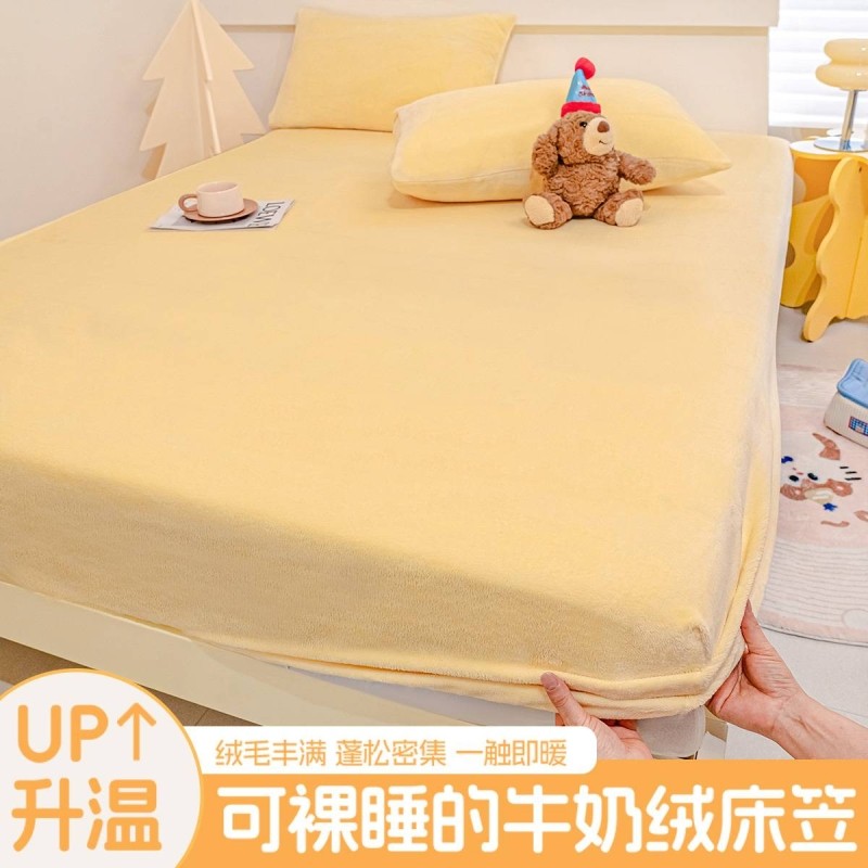 秋冬绒床笠床上用品新款纯色床罩床垫保护套学生宿舍珊瑚绒床单