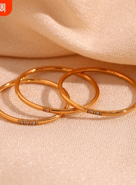 女士lovisa超闪简约素圈天然新款超闪钻银方晶锆石戒指