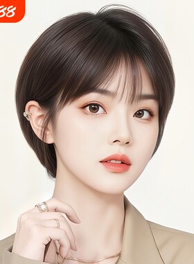 短发假发全头套女2025新款时尚减龄波波头自然真发黑色日常假发套