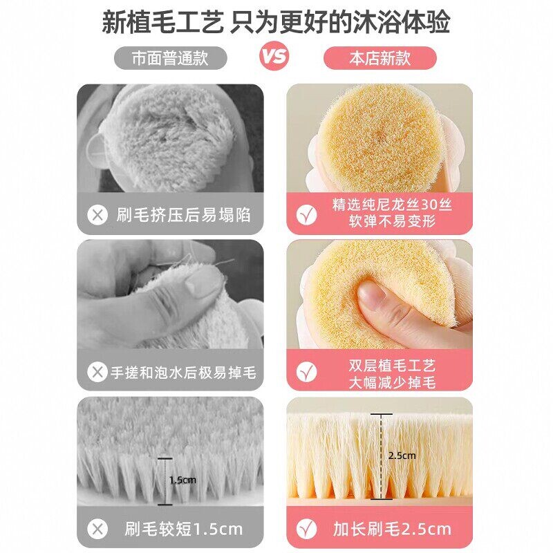 双面洗澡刷搓泥去角质搓澡刷后背神器不求人身体刷长柄浴花沐浴刷