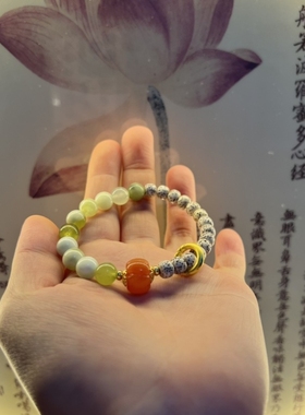 原创星月菩提半山半水青山黛菩提手串手链粉黛佳人呱呱来财手串