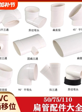 PVC50扁管配件110椭圆管75扁马桶移位下水排污管排水管地漏卫生间