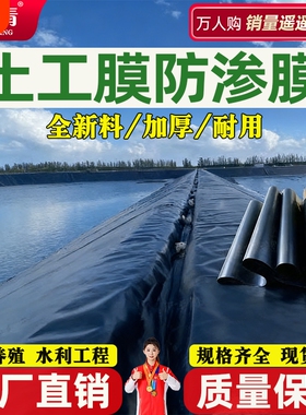 土工膜防渗膜鱼池专用防水布加厚鱼塘土工布地膜黑色塑料布聚乙烯