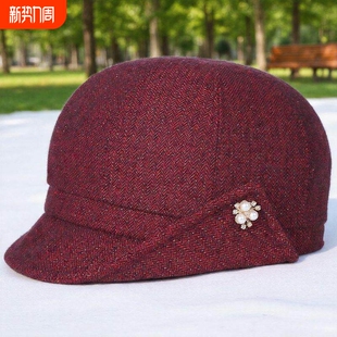 中老年妈妈帽子女士薄款布帽老年人春秋天鸭舌帽老人遮阳单帽红色