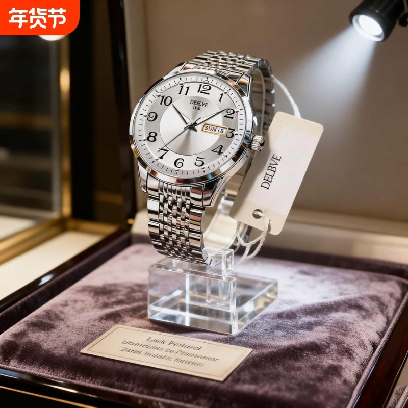 手表男款机械风全自动防水高级感全自动男表数字双日历防水腕表男