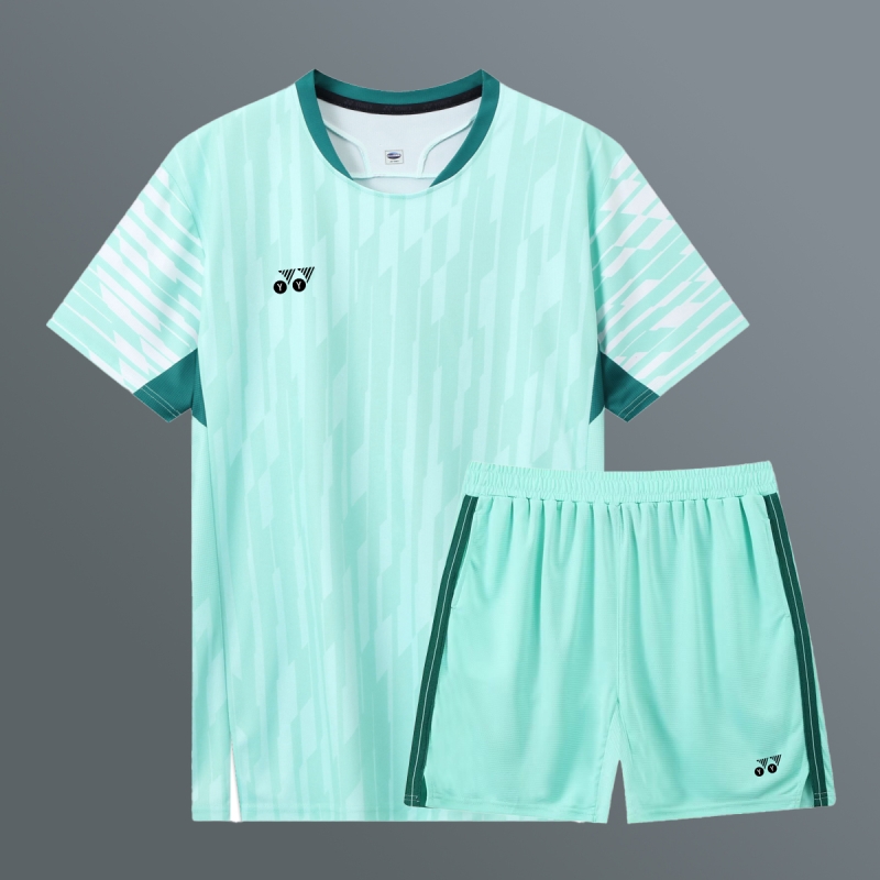 新款yy羽毛球服短袖男女运动套装大赛服速干透气儿童训练球衣印制