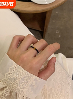 小金珠戒指女男情侣转运珠豆豆手工编织手绳小众设计款ins风时尚