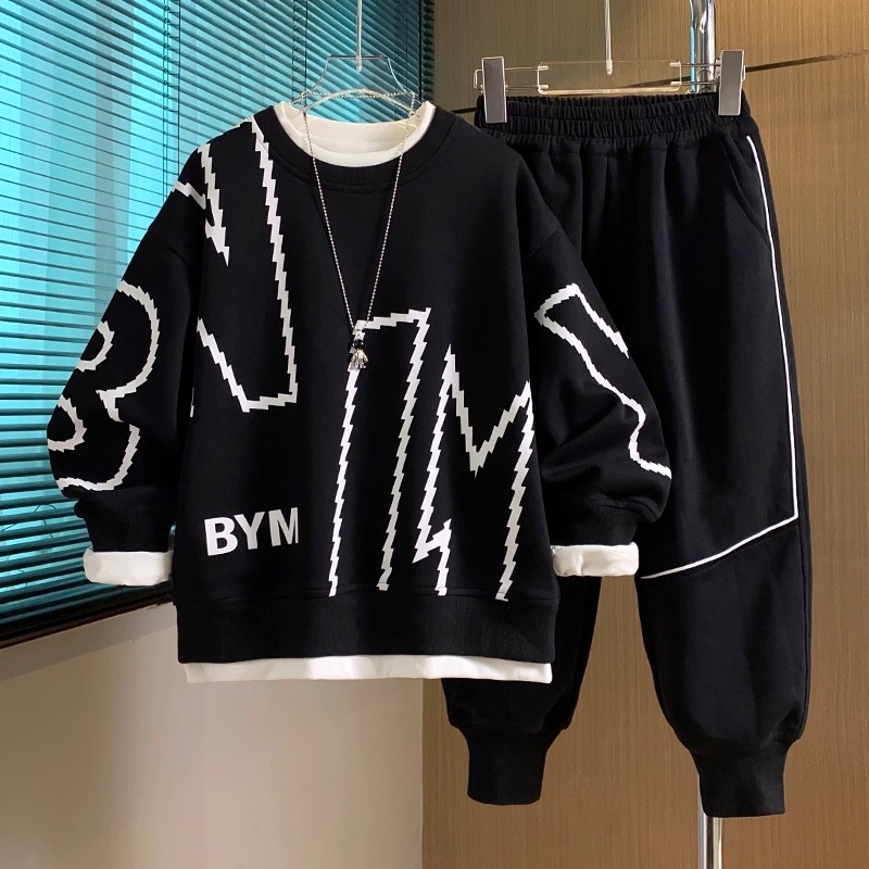 男童卫衣套装秋款运动服中大童春秋季洋气儿童2025新款帅气潮童装