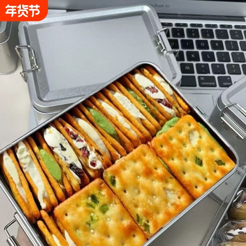 香葱牛轧糖饼干牛扎饼干夹心葱轧饼小吃手工网红休闲小零食抹茶