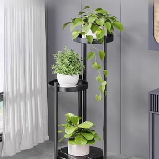 轻奢花架客厅落地式绿植摆放架新款阳台置物架花盆托架花几铁艺