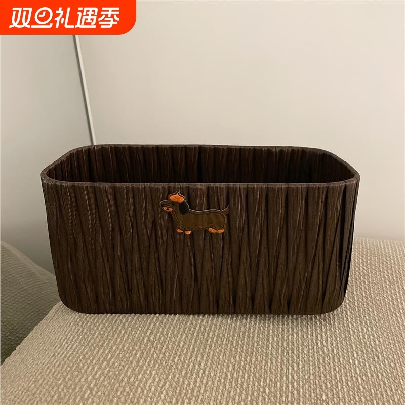 藤编超好收纳~ins质感好复古桌面收纳盒家用宿舍化妆品杂物整理筐