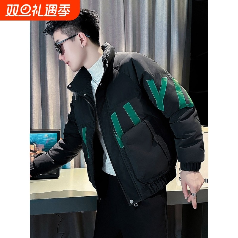 户外设计感立领撞色羽绒棉服男冬季潮牌痞帅加厚棉衣2025新款男士