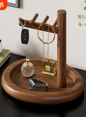 实木入户玄关门口钥匙收纳置物架