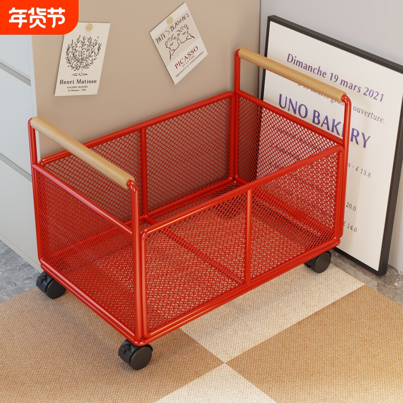 书本收纳箱带滑轮可移动书包置物架书筐学生教室用桌下装书箱子