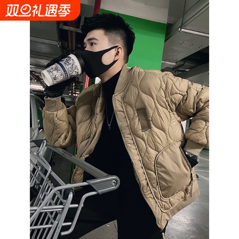 户外冬季痞帅羽绒棉服男潮牌休闲棒球服男款棉衣2025新款男士冬装