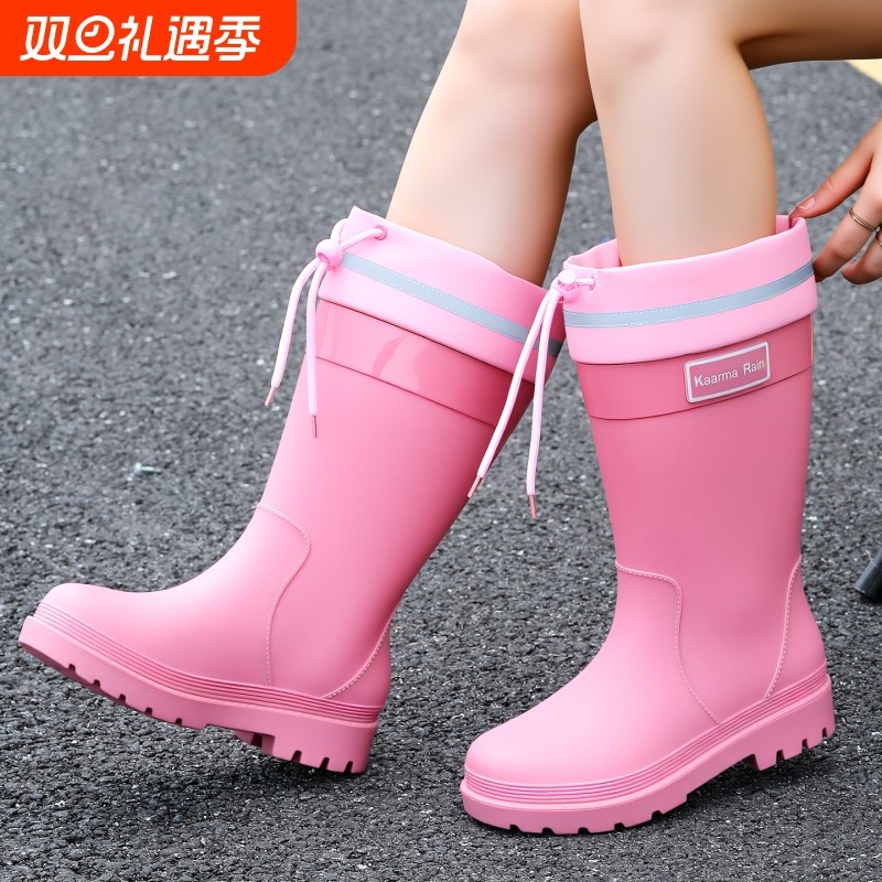时尚特高筒女士雨靴水靴雨鞋水鞋加绒防滑保暖厨房厚防水中筒胶鞋