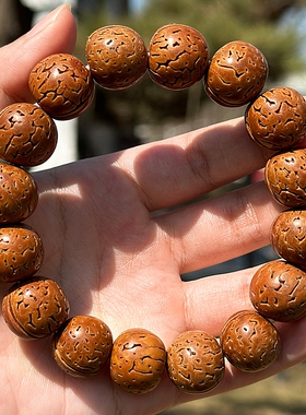 天然脑纹桃核手串文玩龙纹打磨小桃胡盘玩手把玩件男女士野山核桃