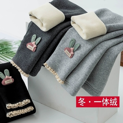 加绒加厚纯棉女童打底裤保暖