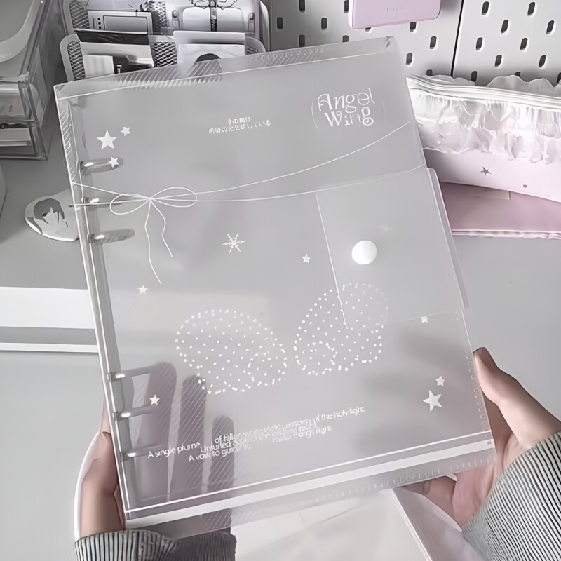 韩系A5透明翅膀相册少女心pp斜纹明星小卡收纳册便签拍立得小卡册高颜值ins风手账本活页四宫格爱豆追星新款