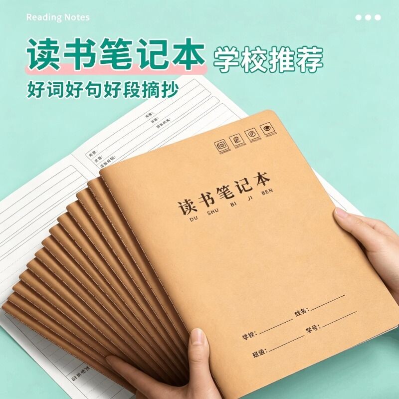 读书笔记本好词好句摘抄本专用本小学生初中生阅读记录卡二年级三年级四五六日积月累本语文课外本子a5b5理论