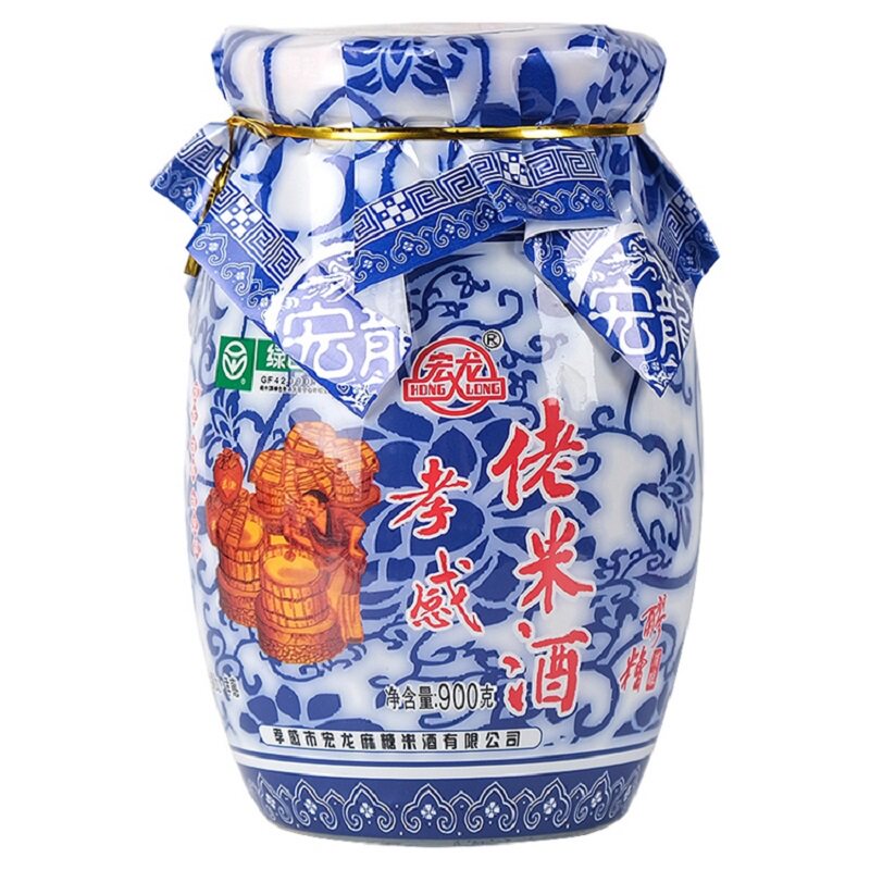 孝感佬米酒醪糟月子甜酒佳品900g传统美味饮品瓶装原味发酵宏龙