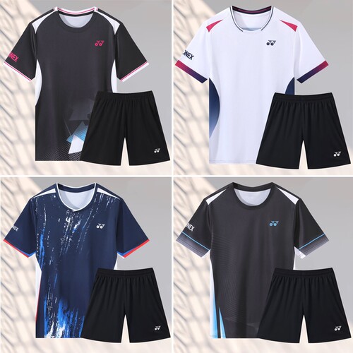 新款YY羽毛球服男女速干短袖套装