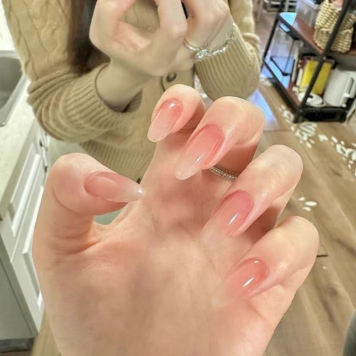 裸色嬛嬛甲显白甲嬛嬛色穿戴甲甘露寺同款华妃摸纯手工椭圆