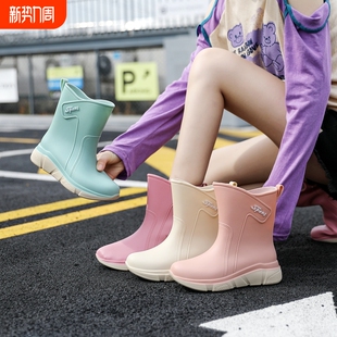 外穿雨靴防水女士中筒加绒短筒加棉 女厨房防滑耐磨胶鞋 雨鞋 水鞋