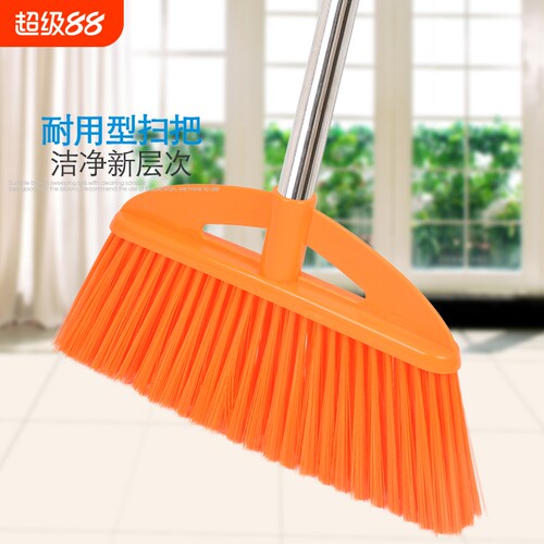 不锈钢杆塑料硬毛耐用扫把