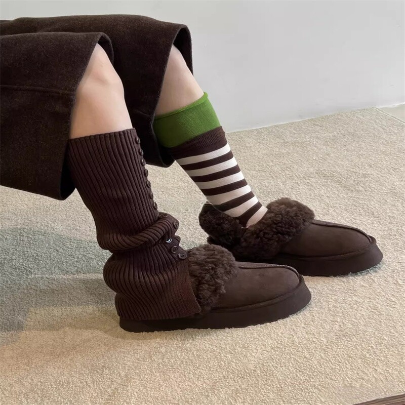 泰迪卷毛毛雪地靴女冬季加绒保暖厚底百搭毛绒棉靴包头棉拖鞋防水