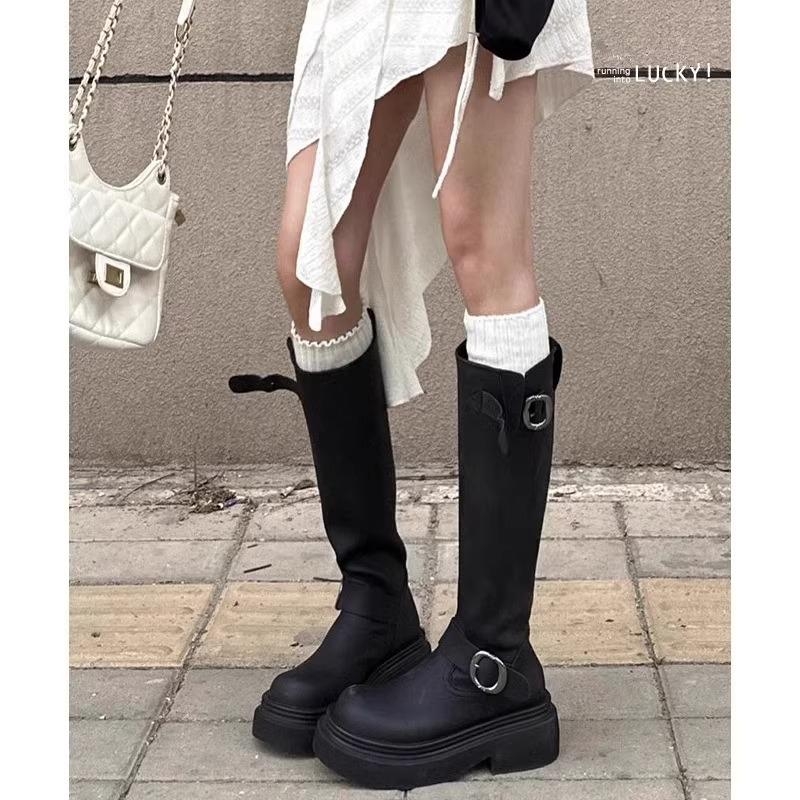 热风圈2025秋冬新款爆款女士高级感今年流行高筒瘦瘦骑士长靴厚底