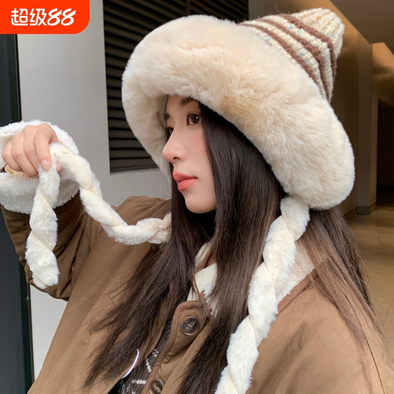 帽子女冬季加厚毛绒保暖护耳帽显脸小东北防寒哈尔滨雷锋帽套头帽