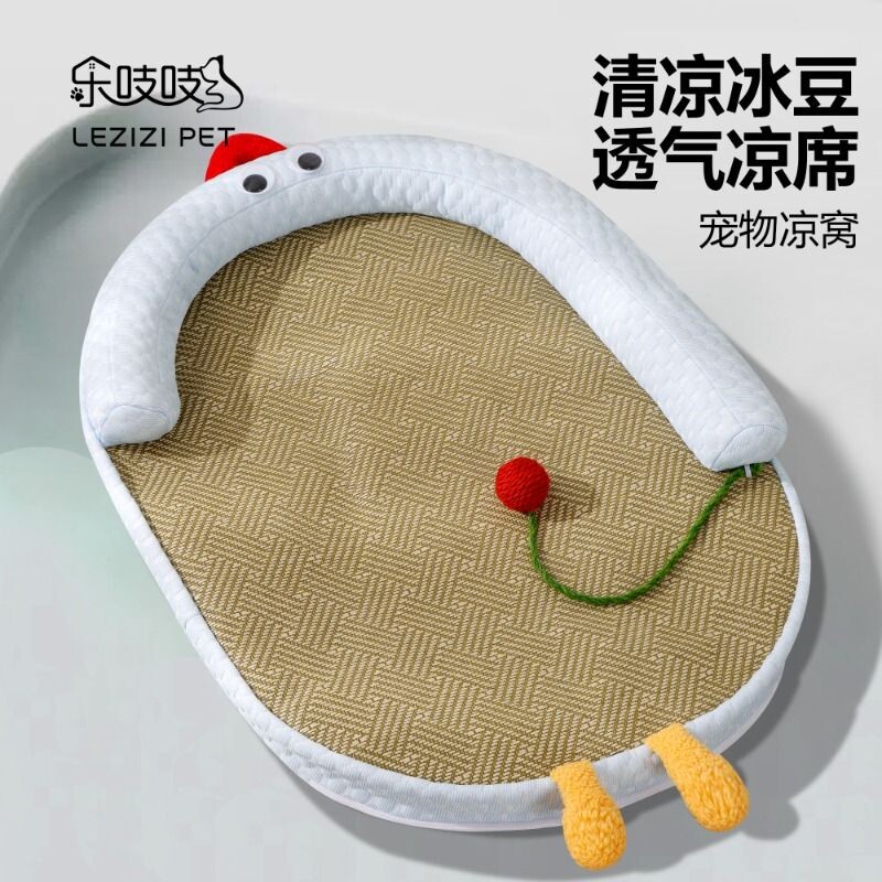 猫窝夏季狗窝可拆洗藤编猫咪凉席垫子四季通用凉感猫睡垫剑麻大型