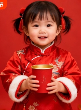 270ml一次性纸杯加厚加硬老人过寿家用金箔喜庆红色寿宴酒席布置