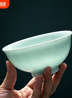 家用陶瓷米饭碗面碗盘高温釉下彩高白瓷青瓷组合套装骨瓷高脚乔迁