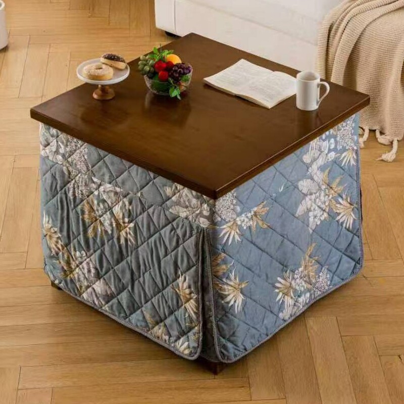 楠竹折叠桌子正方形家用烤火被取暖桌饭桌实木长方形1.2米桌冬季