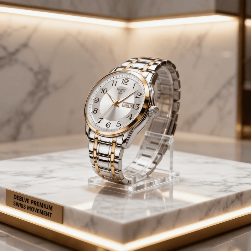 手表男款机械风全自动防水高级感全自动男表数字双日历防水腕表男