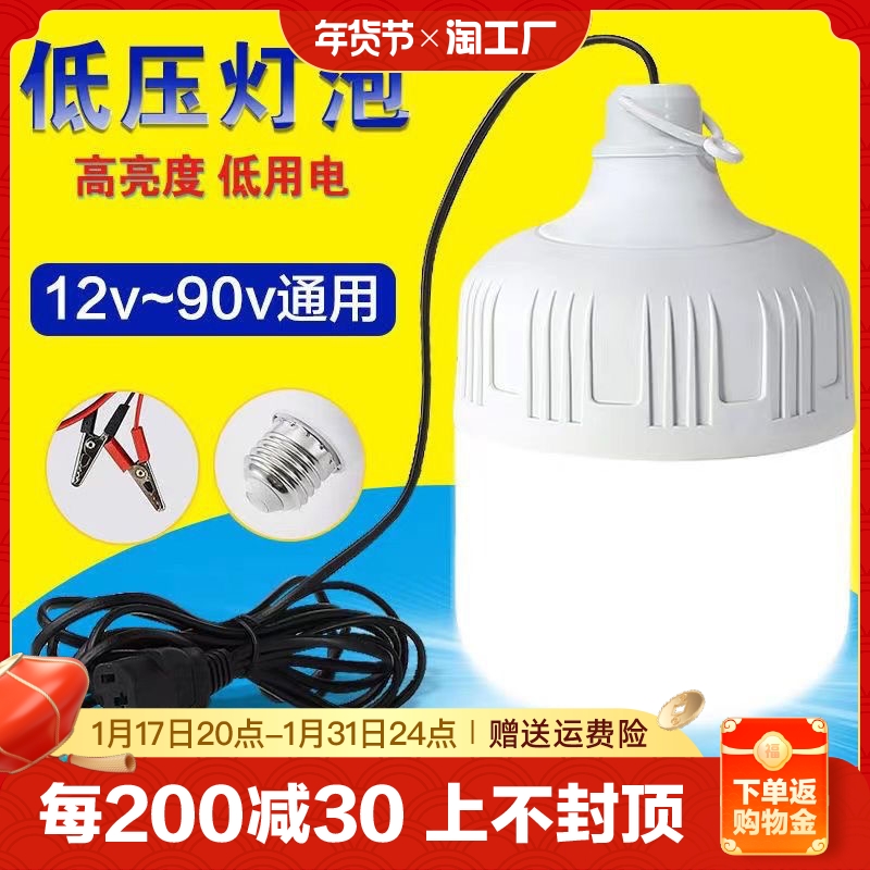 12V36V48V60V电瓶灯节能摆地摊夜市灯船用电动车低压直流led灯泡