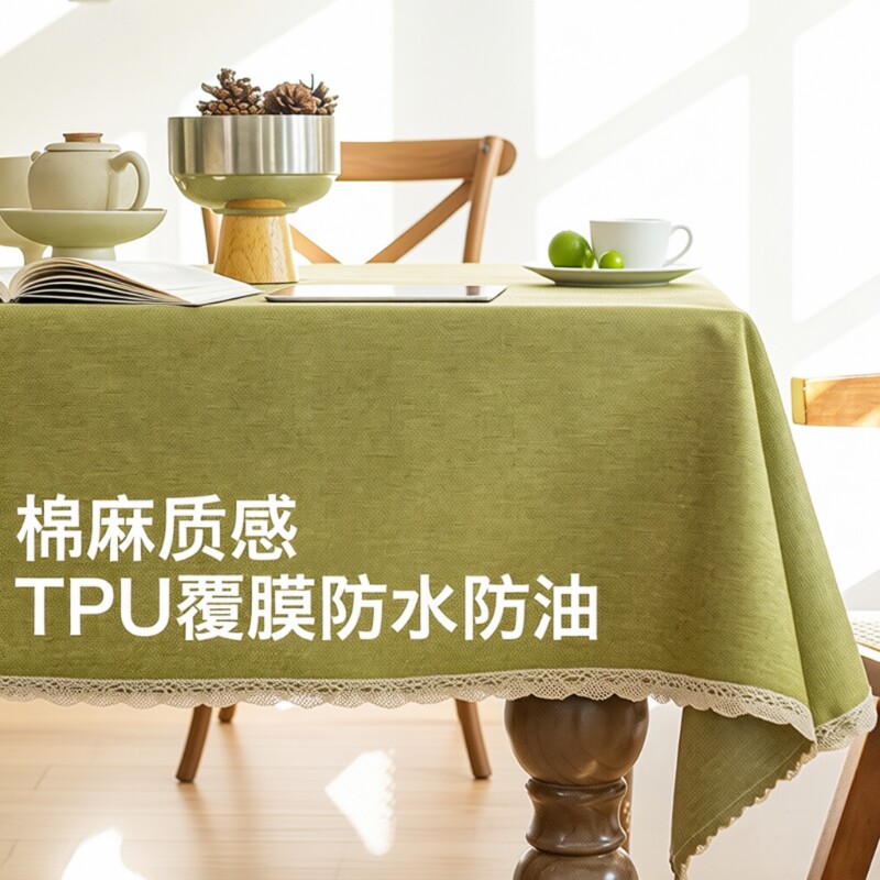 防油桌布棉麻布艺餐桌高级感防水纯色免洗长方形轻奢书桌茶几2025