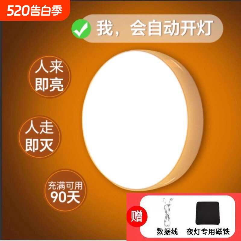 人体感应灯小夜灯充电卧室智能楼道G感应灯B走廊磁吸新款过道发光