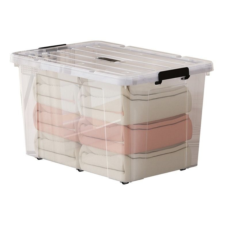 大容量透明收纳箱直角塑料箱防水储物箱加厚大号整理箱手提收纳箱